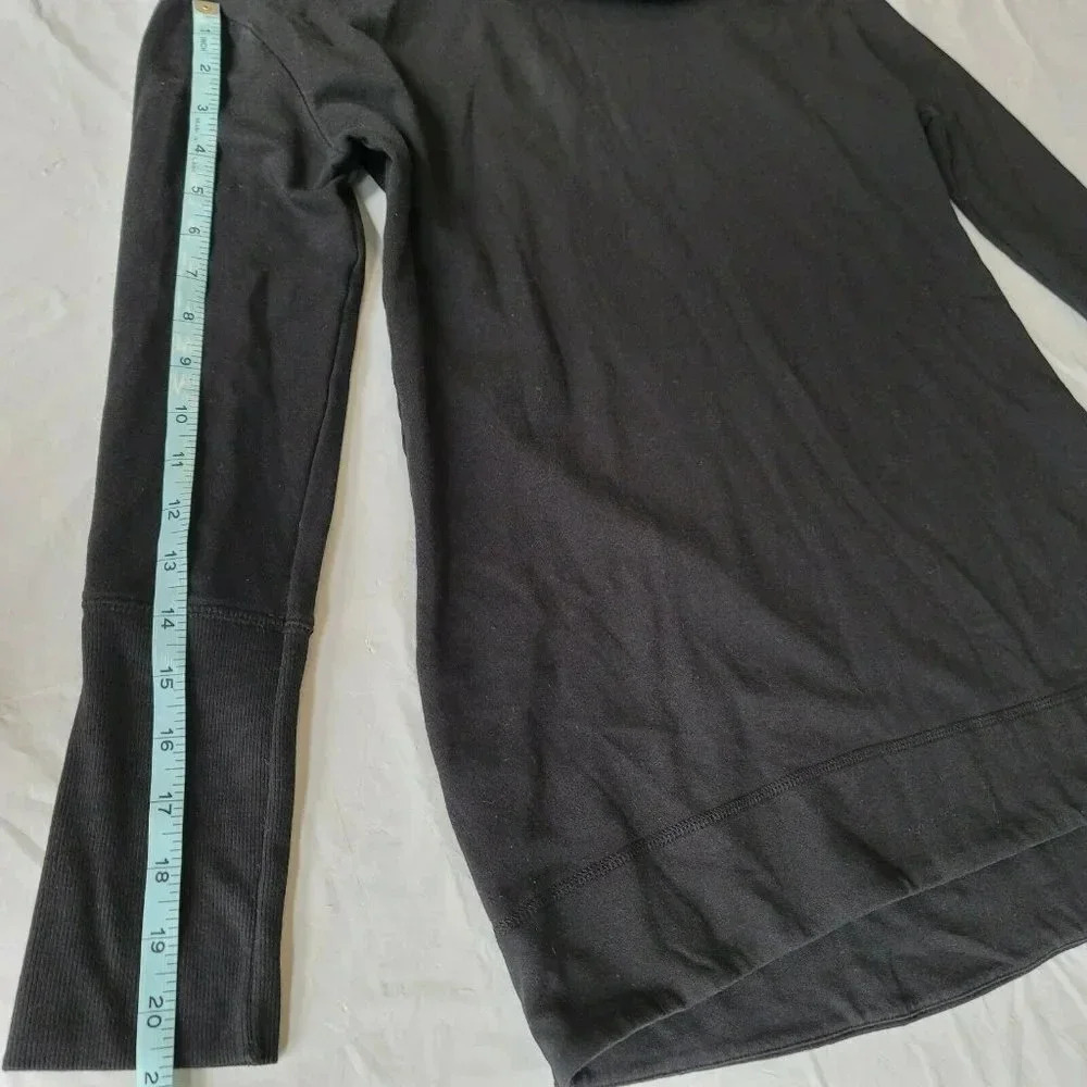 Merona Cowl Neck Size L/G Long Sleeve Tunic LONG Black Sweatshirt front short - Picture 4 of 10